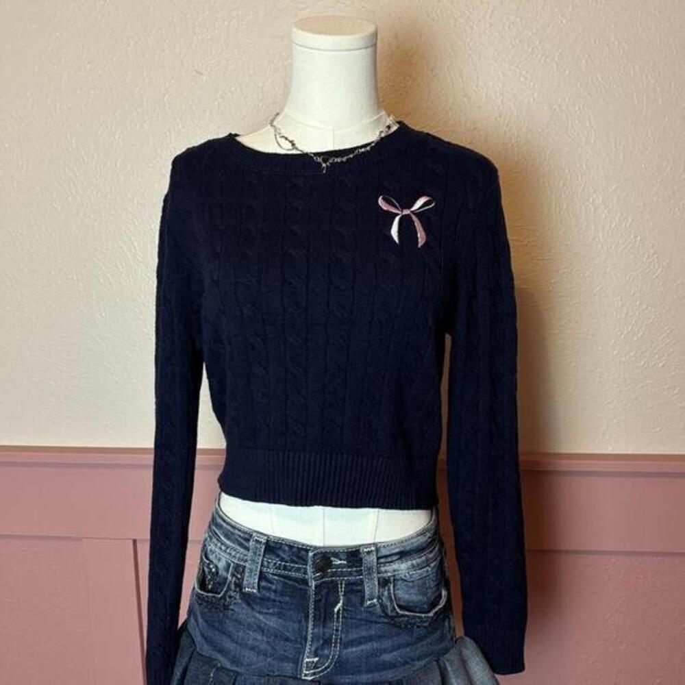 coquette gyaru girly bow sweater stella tweed sz medium jfashion dollette